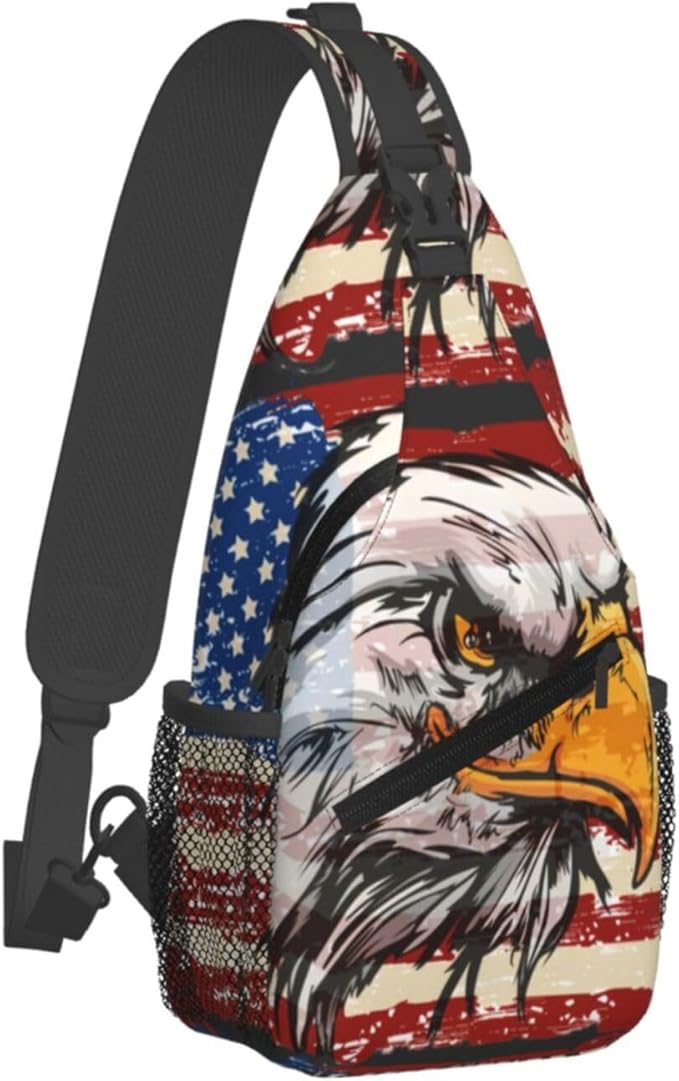 American Flag Sling Bag Multipurpose Crossbody Sling Backpack Travel Cycling Hiking Shoulder Bag For Women Men