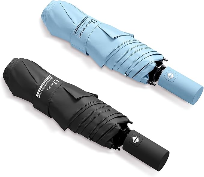 BAODINI Small UV Protection Travel Umbrella Compact for Rain and Sun UPF 50+ Windproof Portable 42 inch Umbrella for Women and Men
