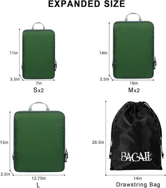 BAGAIL 6 Set Ultralight Compression Packing Cubes Packing Organizer for Travel Accessories Luggage Suitcase Backpack