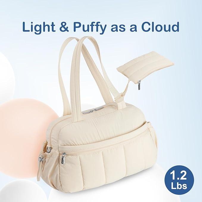 TOPDesign Travel Duffel Bag for Women, Puffer Gym Bag Sports Tote with Wet Pocket, Carry On Weekender with Luggage Sleeve (Yoga)