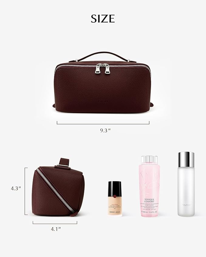 EACHY Makeup Bag,Large Capacity Travel Makeup Bag,Waterproof Portable Open Flat Toiletry Bag Cosmetic Bag with Divider and Handle