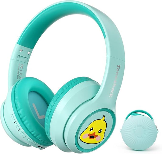 Kids Bluetooth Headphones with Active Noise Cancelling, Wireless Over-Ear Headphones for Boys Girls, Foldable, Adjustable, Safe Volume, 40H Playtime, Mic for School Travel (Mint Green-Dunk)