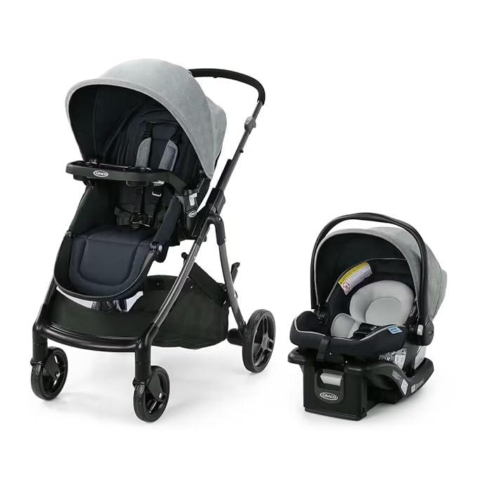 Graco Modes Closer Travel System with SnugRide 35 Lite LX Car Seat & Slide2Me Adjustable Height, Reversible, Lightweight, One-Step Fold, Nash