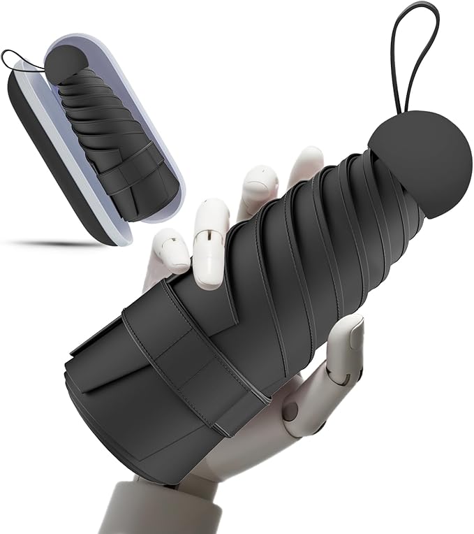 Windproof Mini Travel Folding Umbrella - UPF 50+ Sun & Rain Protection, Small Compact Lightweight Design Fits in Pocket or Bag, Eco-Friendly Fabric Wallet Umbrella for Commuter, Men Women Boys Girls