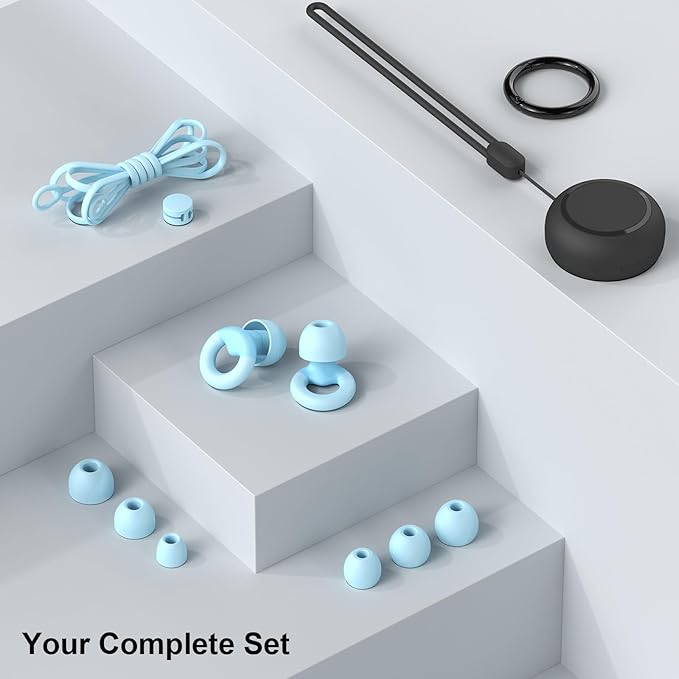 Earplugs for Sleeping,Noise Reduction Soft Silicone Ear Plugs with 7 Pairs Ear Tips&One Connection Cord,Hearing Protection Reusable Earplugs for Sleeping,Concert, Work&Sound Reduction 25dB-30db