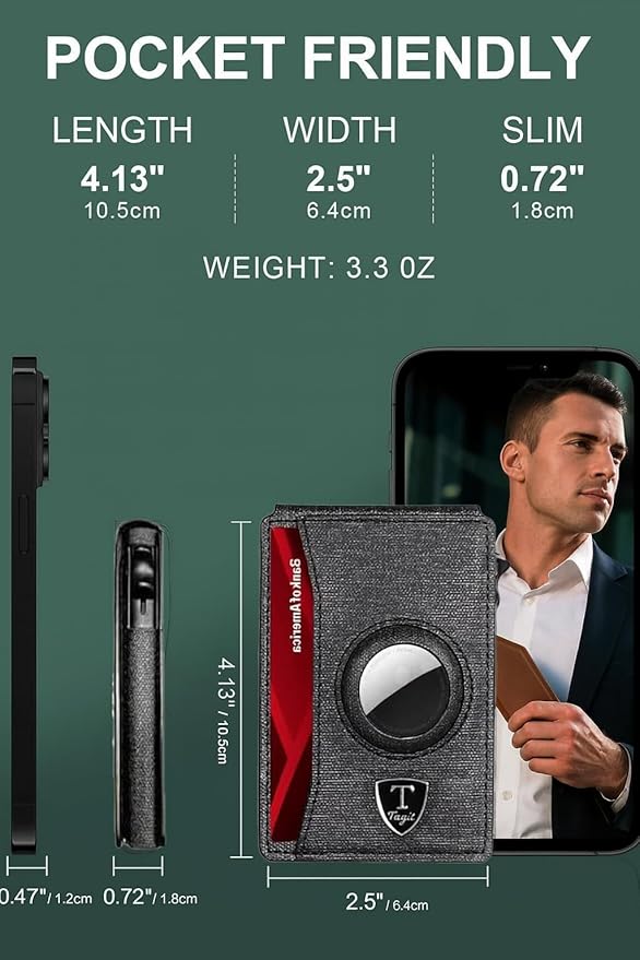 Smart Bifold Airtag Wallet for Men – RFID Blocking Pop-Up Bifold Credit Card Holder with ID Window, Slim Aluminum Case Fits 12+ Cards, Coffee Brown, Comes in a Gift Box (Jet Black)