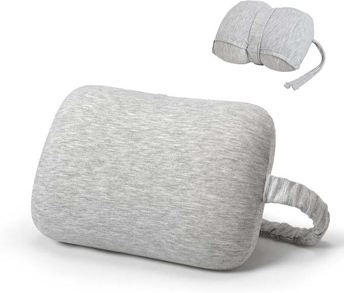 Portable Small Travel Pillow, Made with Soft Memory Foam Pillow and Breathable Cover, for Backpacking Hiking, Camping, Airplane and Car Trip (Gray)