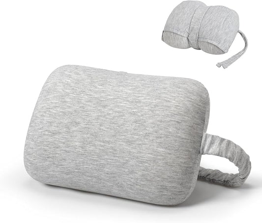 Portable Small Travel Pillow, Made with Soft Memory Foam Pillow and Breathable Cover, for Backpacking Hiking, Camping, Airplane and Car Trip (Gray)