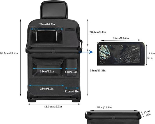 yuxiaoshi Car Back Seat Organizer with Table Tray, Seat Back Car Organizer with Storage and Clear Tablet Holder bag - 1 Count