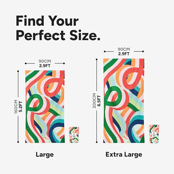 Dock & Bay Beach Towel - Quick Dry, Sand Free - Compact, Lightweight - 100% Recycled - Includes Bag - Fruit Loops - Extra Large (200x90cm, 78x35)