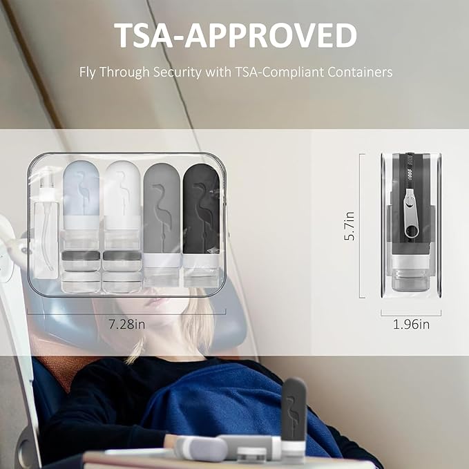 Empty 3 oz Travel Size Bottles Toiletries Containers for Toiletries Liquids，Small Silicone Mini Refillable Leak Proof TSA Approved Travel Bottles for Creams Shampoo and Conditioner Traveling