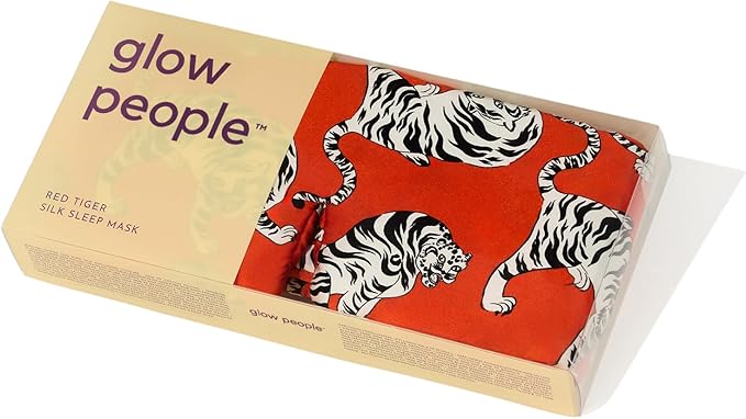 Glow People Silk Sleep Mask – 100% Mulberry Silk Eye Mask for Sleeping, Total Blackout, Cloud-Soft and Adjustable for Beauty Sleep and Travel - Red Tiger