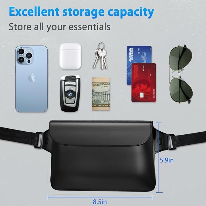 Waterproof Phone Pouch,Dual Space Waterproof Lanyard Phone Case,Waterproofs Phone Case，Fanny Pack，Suitable for all mobile phones，Comfortable Calls Sealed Touchable Face Recognition（2PCS)