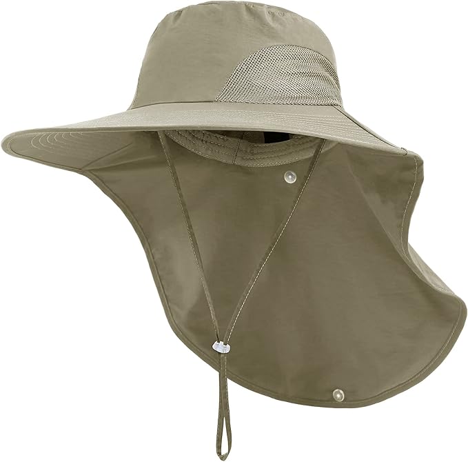 Camptrace Sun Hats for Women Men UPF 50+ UV Protection Wide Brim Hiking Fishing Hat with Neck Flap
