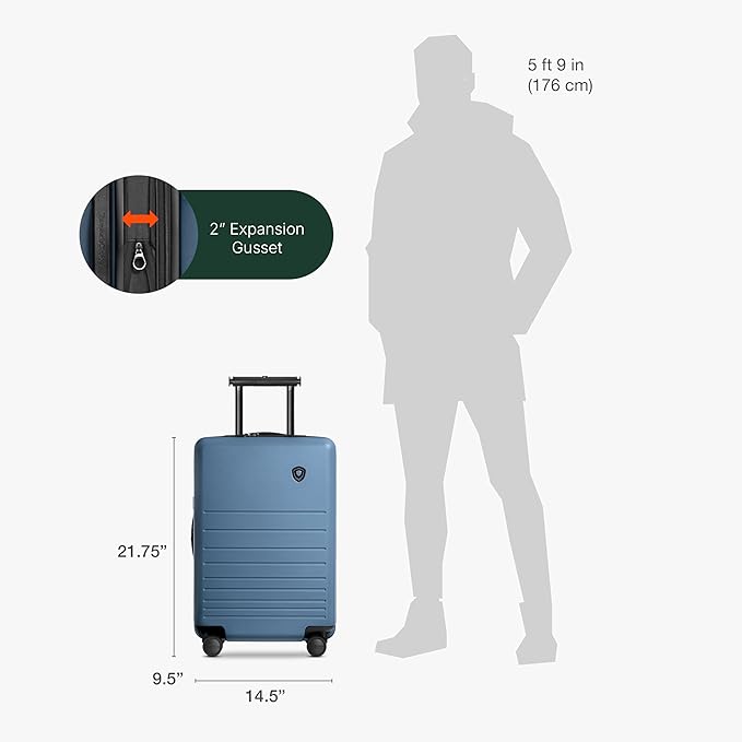 Traveler's Choice Markham Hardside Expandable Luggage with Double Spinner Wheels, Carry-On 21-Inch Suitcase, Navy