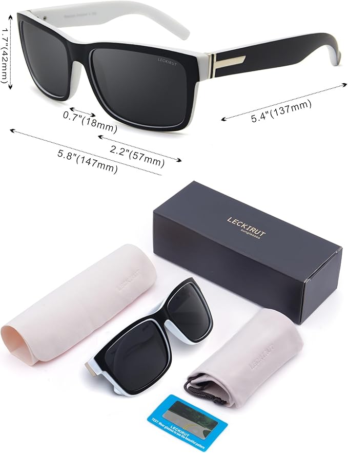 LECKIRUT Vintage Polarized Sunglasses for Men Women Retro Oversized Square Mirror Sun Glasses