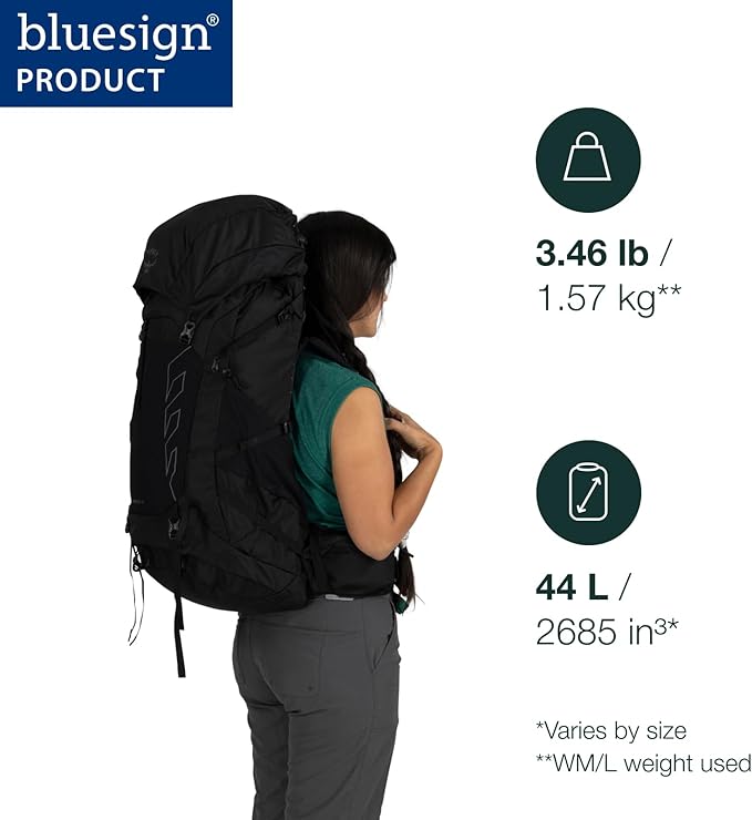 Osprey Tempest 44L Women's Lightweight Hiking Backpack - Daypack for Travel & Camping, Red Pampas/Coal Grey, XS/S