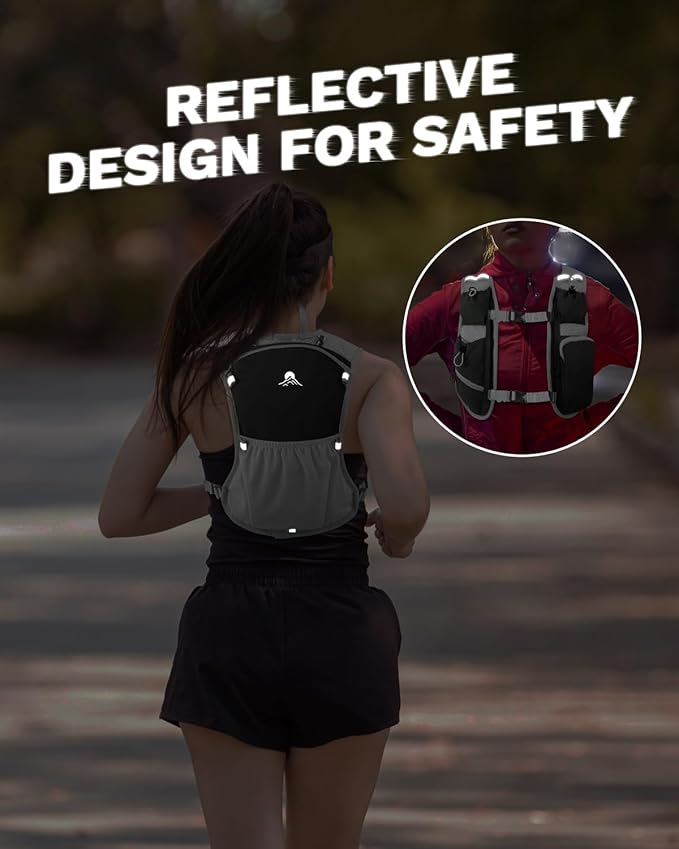 Running Vest for Women and Men, Hydration Running Backpack, Runners Vest, Hydration Vest, with Front Phone Holder, Adjustable Chest and Waist Strap