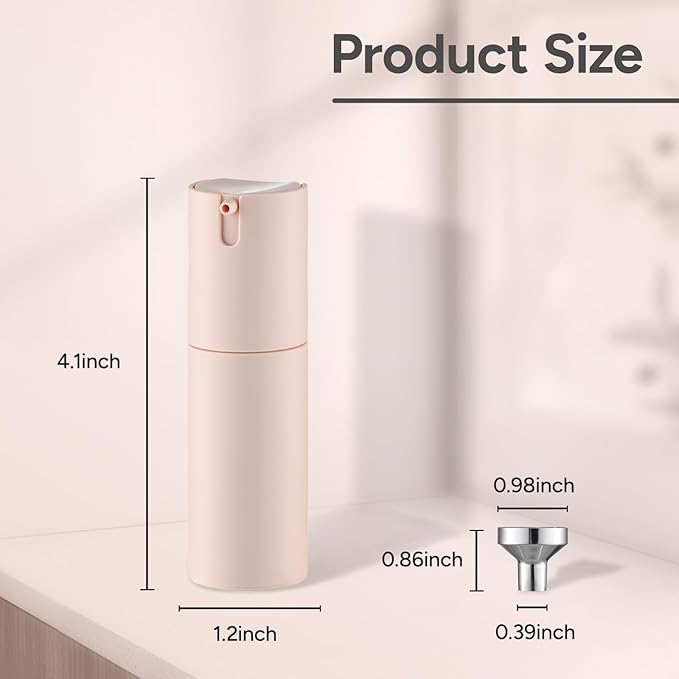 Airless Pump Bottles Travel: Lotion Dispenser for Small Size - Empty Shampoo Containers - Mini Vacuum Jar for Cream - 1 oz Plastic Pink