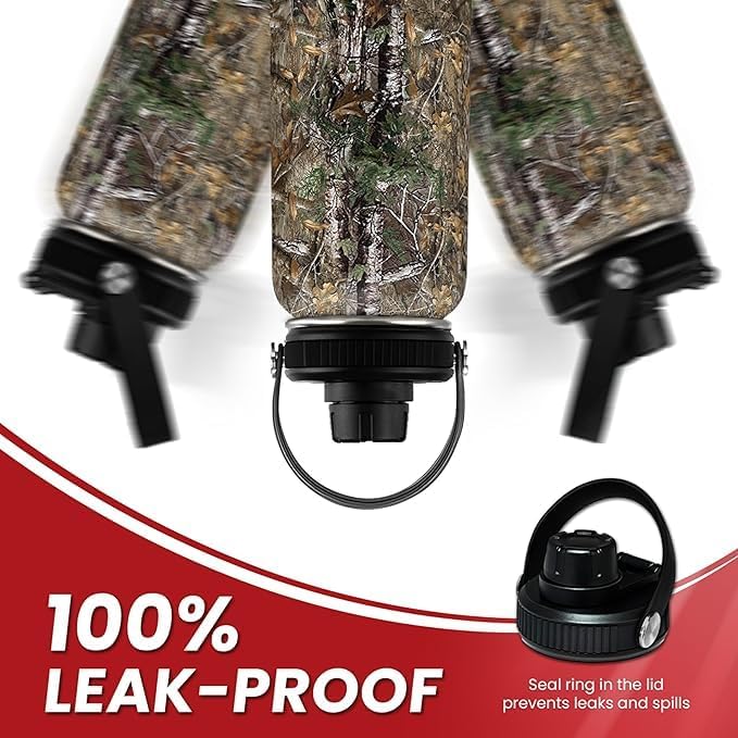 Camouflage Insulated Stainless Steel Water Bottle 32oz, Vacuum Chug Lid Travel Tumbler for Men Friends Dad Hunter Hunting Lovers, Gift for Birthday Christmas Father's Day