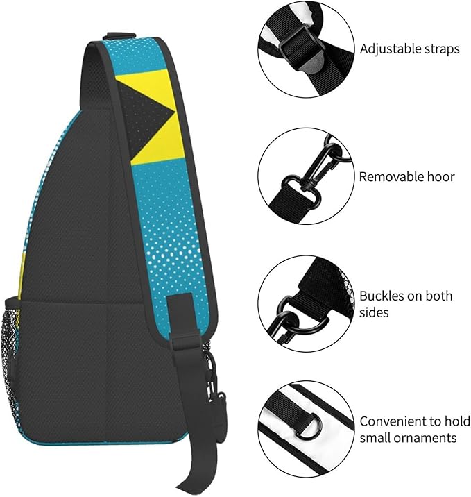 Bahamas Flag Sling Bag Multipurpose Crossbody Sling Backpack Travel Cycling Hiking Shoulder Bag For Women Men