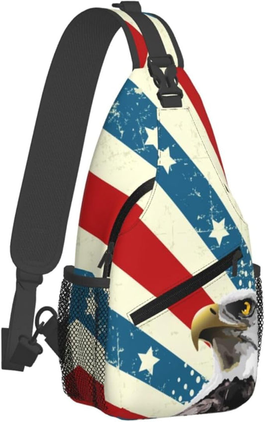 Bald Eagle Sling Bag Multipurpose Crossbody Sling Backpack Travel Cycling Hiking Shoulder Bag For Women Men