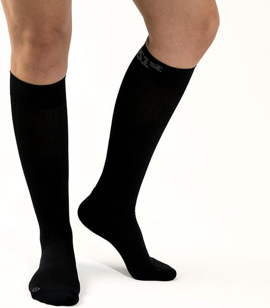 Medical Grade Compression Socks for Men & Women 15-20 mmHg by OrthoSleeve (Black, Large)