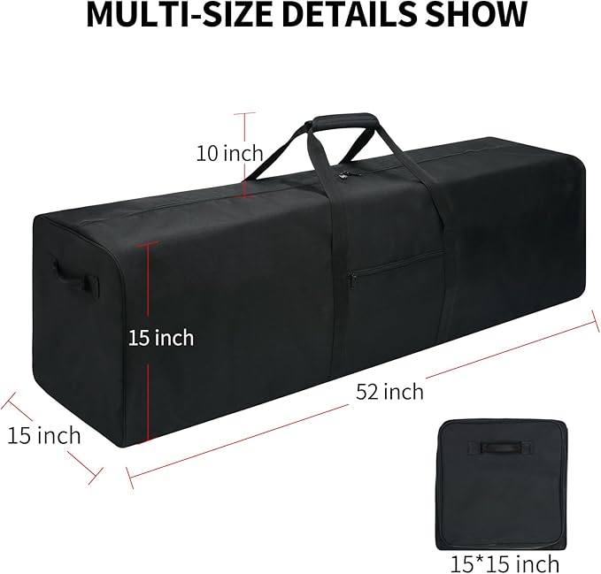 Urbanstand 52 Inch Large Duffle Bag for Travel Camping Sport Equipment Storage Bag with 2-way Lockable Zippers (Black)