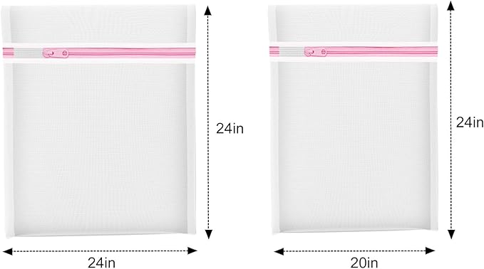 2PCS X-Large Heavy-Duty Mesh Laundry Bag: Ideal for Bulky Items - Wash & Store Down Jackets, Sheets, Sweaters | Multi-Purpose Lingerie Washing Bag for Delicates & Travel Storage,24X24’+20X24’