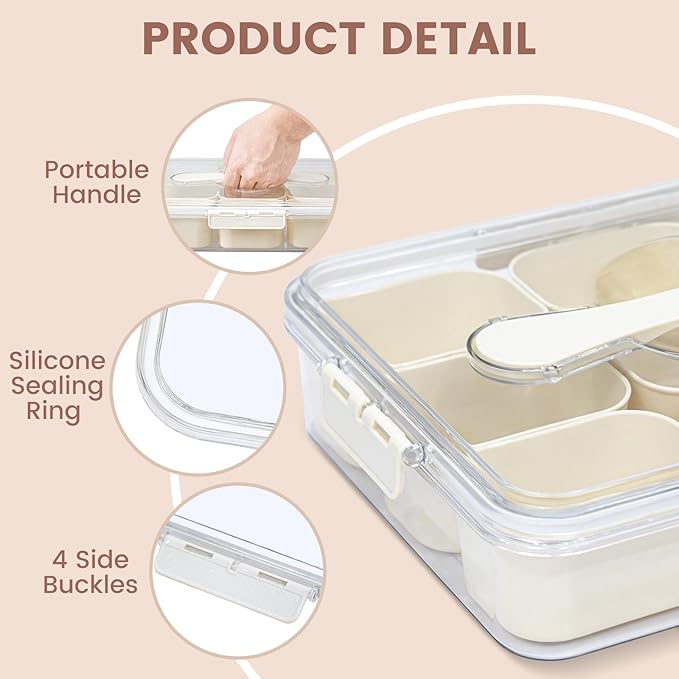 Snack Box Container, Portable Travel Charcuterie Board with Lid, Refrigerator Food Storage Box, Snack Organizer, Divided Storage Containers, chopped salad box (9 Compartment)