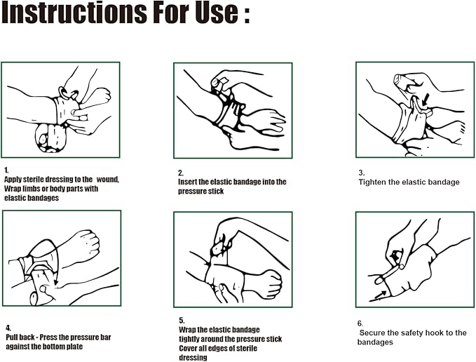 Israeli Style Emergency Bandage - 6 Inch, Sterile Vacuum Sealed - Combat Tactical First Aid Kit IFAK Supplies - Compression Trauma Wound Dressing, 6 Count
