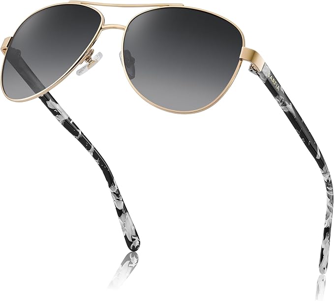 CARFIA Retro Trendy Pilot Sunglasses for Women Polarized UV Protection, Lightweight Outdoor Driving Lady Sunnies Metal Frame