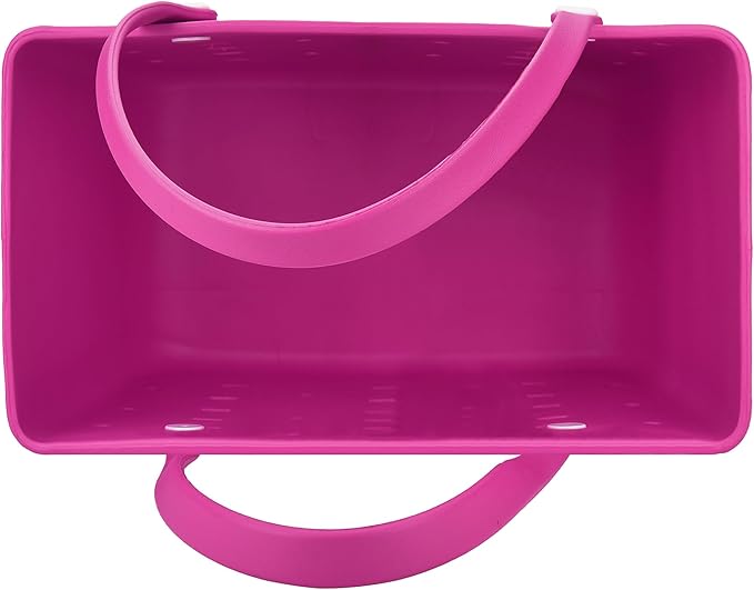 2-Piece Tote Bag Set, Waterproof Rubber Beach Bag with Summer Pattern, Medium & Large Handbag for Pool, Beach, Boat