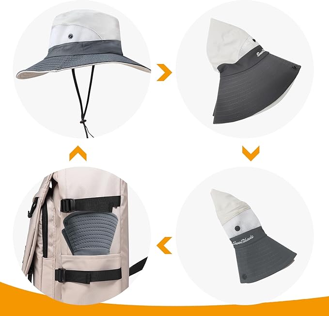 PFFY Sun Bucket Hats for Women Men UV Protection Wide Brim Fishing Hat Beach Outdoor Essentials