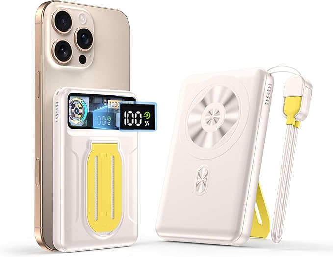 Magnetic Power Bank 10000mAh,Foldable Wireless Portable Charger with Fan Active Cooling System,Fast Charging Battery Pack,Compatible with iPhone 16/15/14/13/12 Pro/Pro Max/Plus/Mini