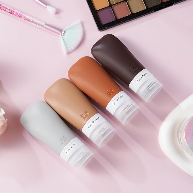 INSFIT Portable Travel Bottles, TSA Approved Leak Proof Containers for Toiletries, BPA Free Refillable Accessories for Shampoo, Body Wash, Liquids (4 Pack)