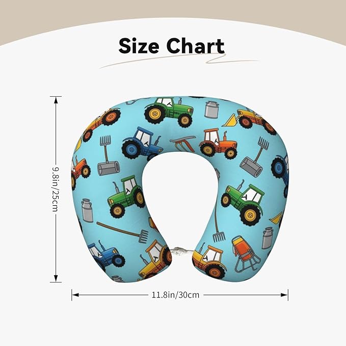 Travel Pillow for Men Women, Washable Relax U Shaped Neck Pillows for Car Head Pain Relief Sleeping Milk Farm Tractors