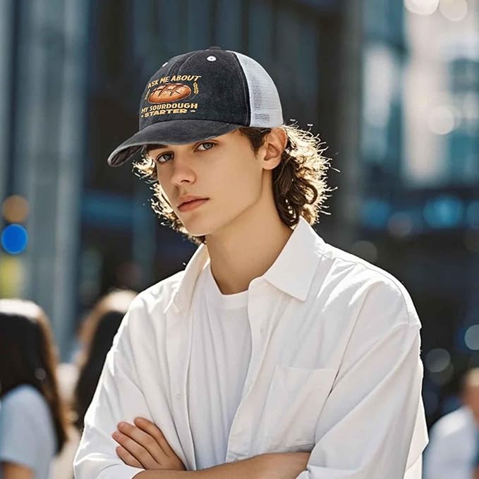 Ask Me About My Sourdough Starter Bread Baking Baker Bakery Hats Beach Cap for