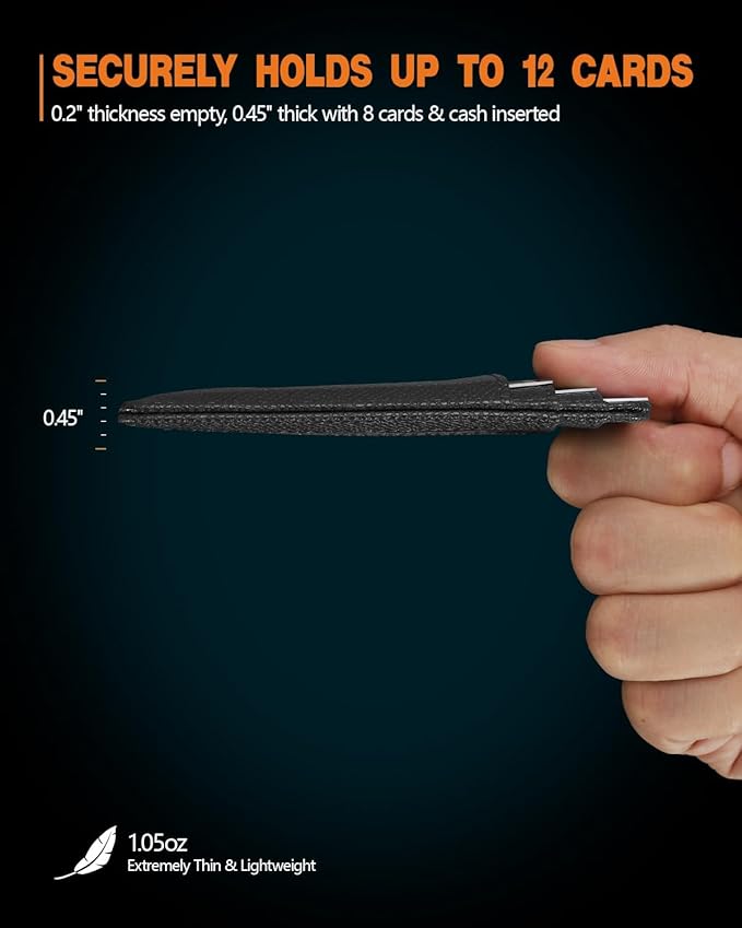 RUNBOX Slim ID Cases Minimalist Front Pocket RFID Blocking Leather Wallets for Men and Women Card Holder Wallets Gifts for men