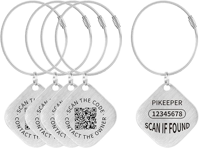 QR Code ID Tags - 4-Pack Smart Locator for Keys, Pets, Luggage – Location Notification on Scan | Ideal for Travel, Collars & Keychains