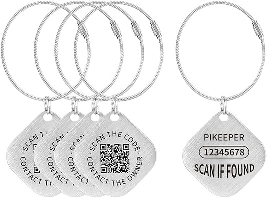 QR Code ID Tags - 4-Pack Smart Locator for Keys, Pets, Luggage – Location Notification on Scan | Ideal for Travel, Collars & Keychains