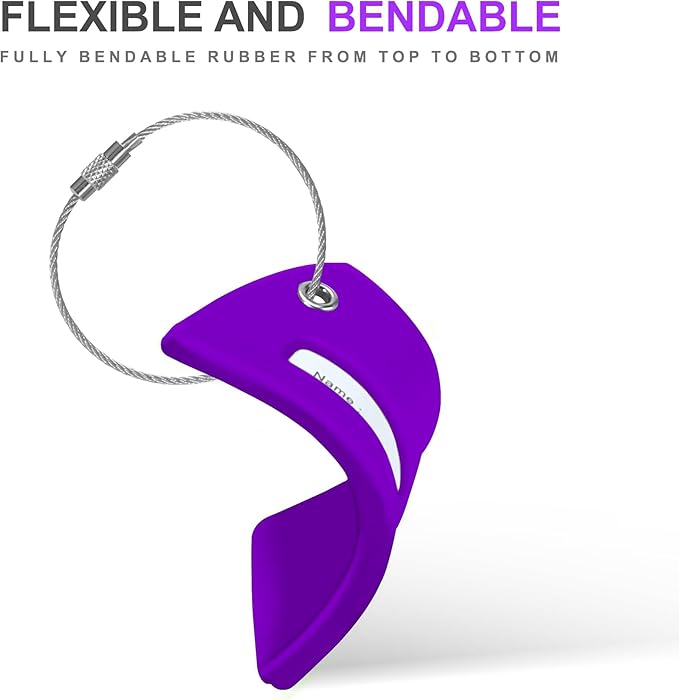 Gostwo 2 Pack Silicone Luggage Tags for Suitcases, 26 Initial Letter Baggage Labels Handbag School Bag Suitcase Instrument Tag with Stainless Steel Loop(Purple) (Letter P)