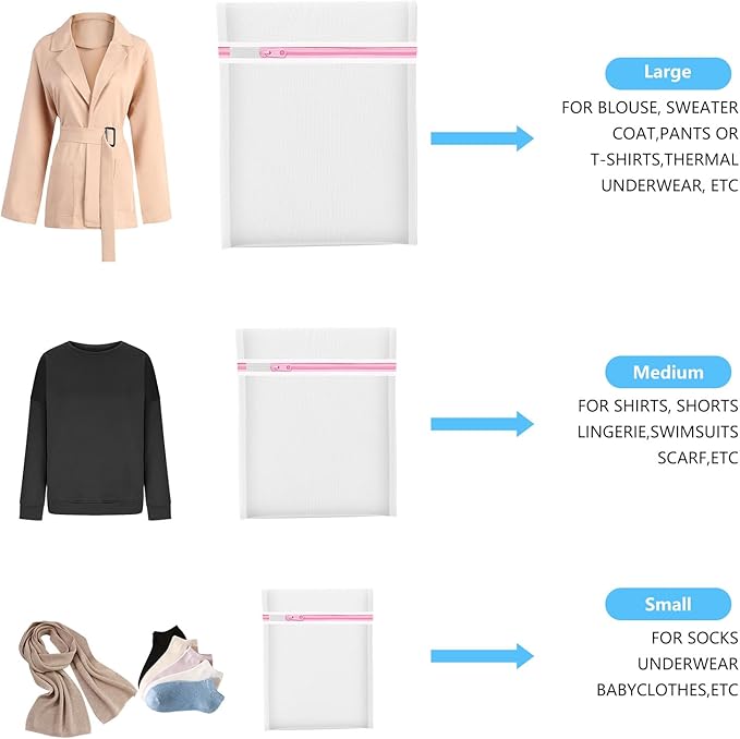 4Pcs Mesh Laundry Bags, Lingerie Bags for Washing Delicates,Mesh Wash Bags for Toy Storage & Cleaning, Travel Storage Organizer Bag, Dorm Room Essentials (1 Large, 1 Medium, 2 Small) (Fine Net)