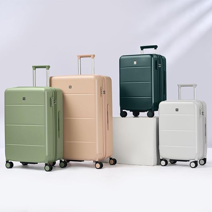 Hanke Expandable 26 Inch Luggage with Spinner Wheels, Hardside Large Suitcase, All-PC Hard Shell Travel Luggage, TSA Lock, Lightweight Durable Checked-Medium (Bamboo Green, 93L)