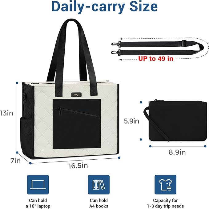 IBFUN Utility Tote Bag with 14/24 Pockets Zip Top Teacher Tote Bag for Teacher/Work Women