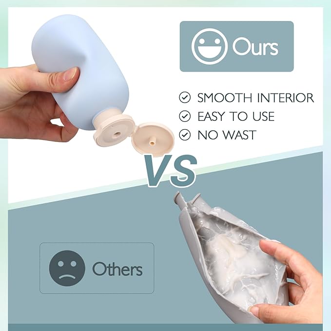 ASEVAT 6.7oz 4Pcs Refillable Travel Shampoo & Conditioner Bottles With Flip Cap