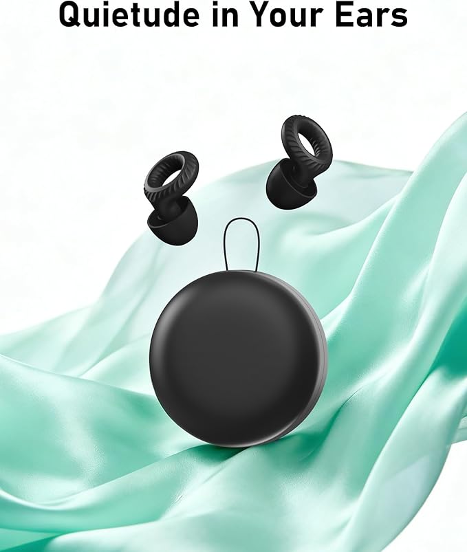 Ear Plugs for Sleeping,30db Noise Reducing Earplugs with 8 Eartips and Carry Case,Reusable earplugs for Sleep,Focus,Snoring,Shooting,Motorcycle,Airplanes,Musicians. (Black, L-M-S-XS)
