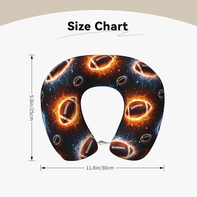 Memory Foam Airplane Pillow Space Fire American Football for Car Chin Head Neck Supporting, U Shape Pillows Travel Cushion for Office, Nap Sleeping