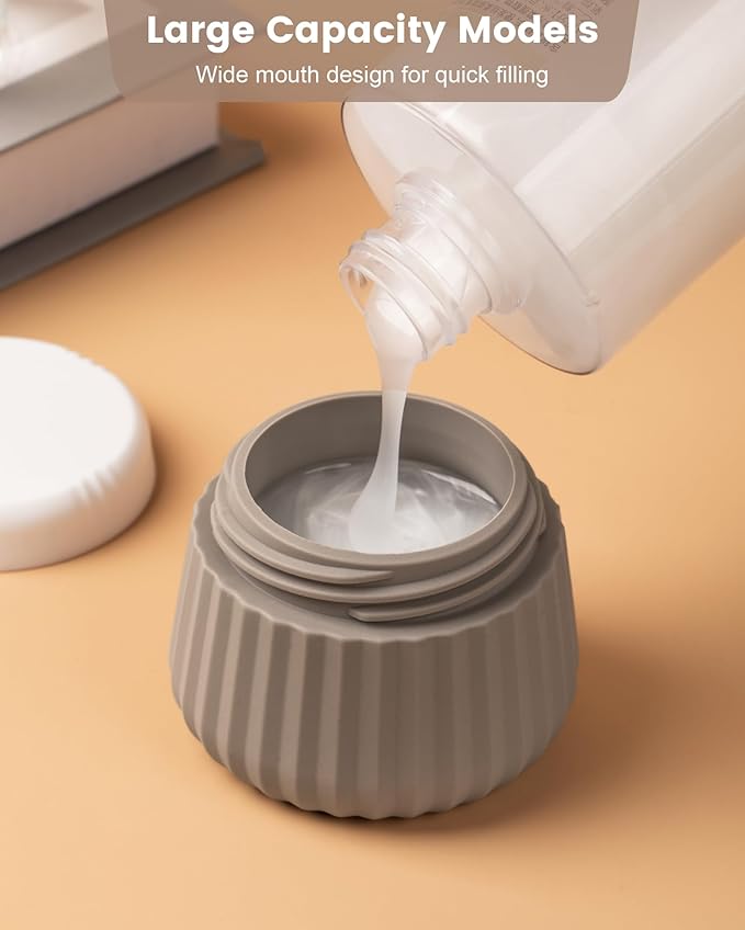 Travel Containers for Toiletries 4 Pack, TSA Approved Travel Size Toiletries, Travel Size Containers, With Clear Bag Leak Proof Silicone Jars, Travel Essentials Creams Jars Carrying Small Items