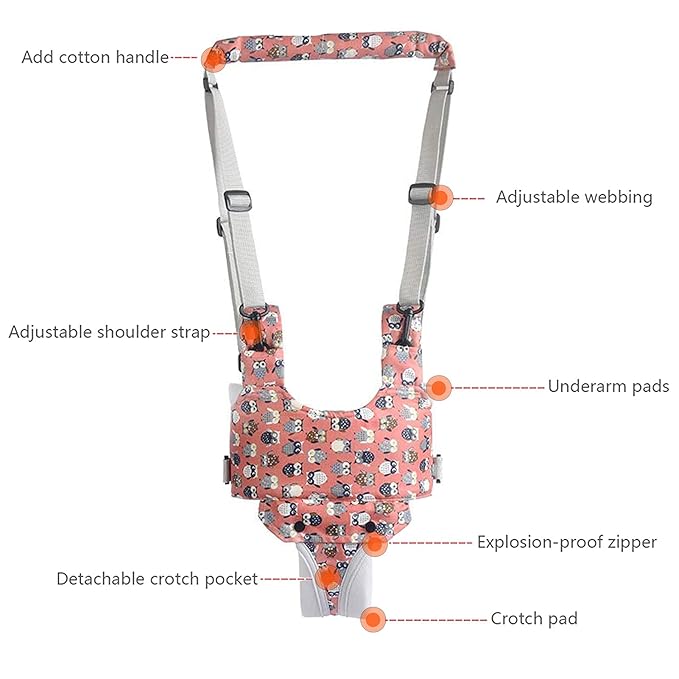 IULONEE Baby Walker, Handheld Kids Toddler Walking Harness Helper Assistant Protective Belt Child Activity Walker Adjustable Standing Up Walking Learning Helper for Toddler 7-24 Month (Orange)